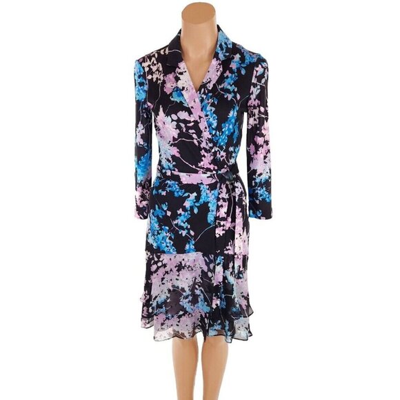 Diane von Furstenberg Cathy Floral Daze Silk Wrap Dress Size 4 S DVF - Picture 2 of 14
